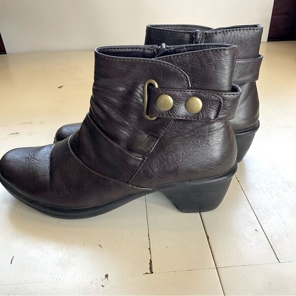 SBICCA Ankle Boots Brown Strap Side Zipper Size 7M - Picture 6 of 13